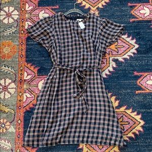 {LOFT} Navy Plaid Dress